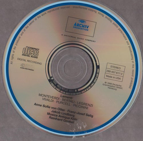 Claudio Monteverdi • Antonio Vivaldi • Henry Purcell • Antonio Bertali • Giovanni Legrenzi / Anne Sofie Von Otter • Musica Antiqua Köln • Reinhard Goebel : Lamenti (CD)