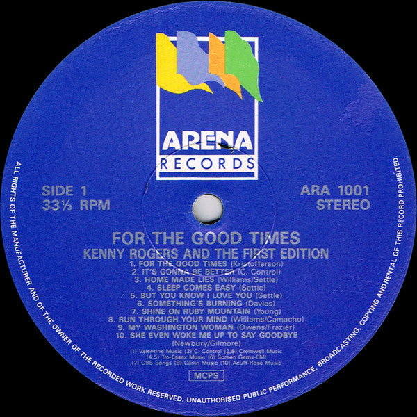 Kenny Rogers & The First Edition : For The Good Times - 20 Of His Greatest Hits (LP, Comp)