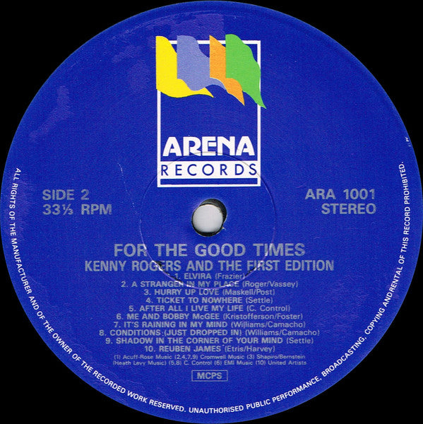 Kenny Rogers & The First Edition : For The Good Times - 20 Of His Greatest Hits (LP, Comp)