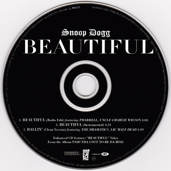 Snoop Dogg Featuring Pharrell Williams, Charlie Wilson : Beautiful (CD, Single, Enh)