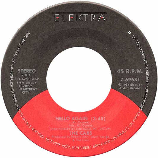 The Cars : Hello Again (7", Single, Spe)