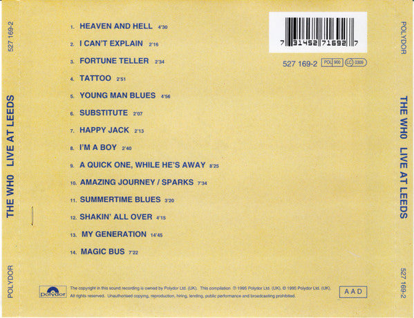 The Who : Live At Leeds (CD, Album, RE, RP, EDC)