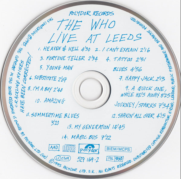The Who : Live At Leeds (CD, Album, RE, RP, EDC)