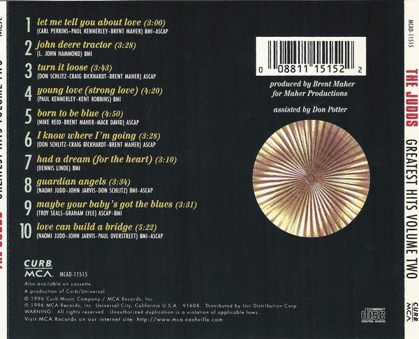 The Judds : Greatest Hits Volume Two (CD, Comp, RE)