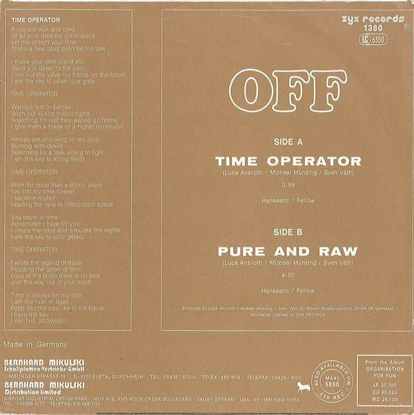 Off : Time Operator (7", Single)
