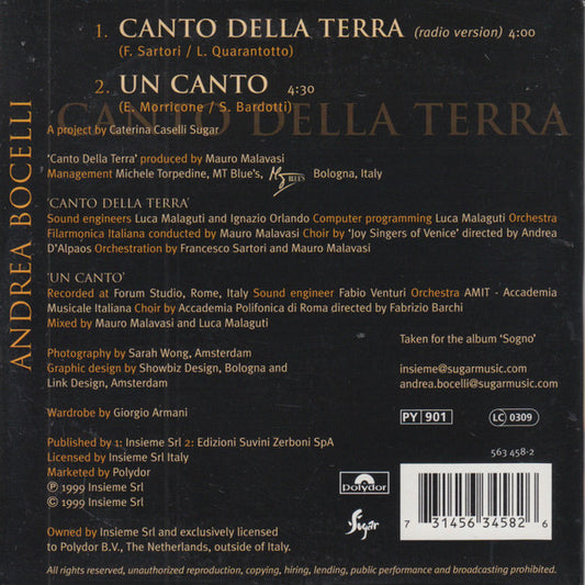 Andrea Bocelli : Canto Della Terra (CD, Single, Car)