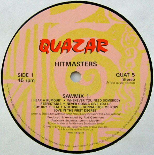Hitmasters : Sawmix 1 (12", Single, P/Mixed)