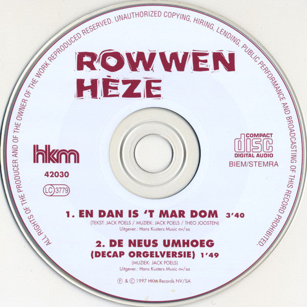 Rowwen Hèze : En Dan Is 'T Mar Dom (CD, Single, Car)