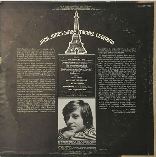 Jack Jones : Sings Michel Legrand (LP, Album, Dyn)