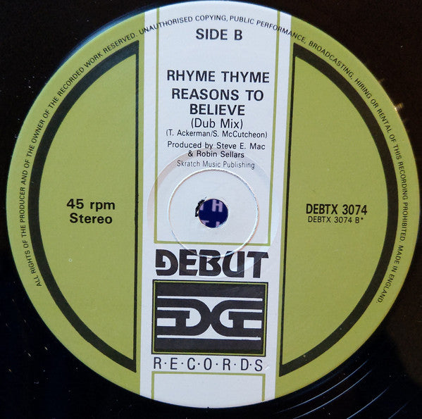 Rhyme Thyme : Reasons To Believe (12")