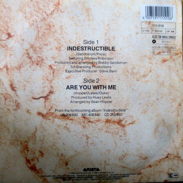 Four Tops : Indestructible (7", Single)