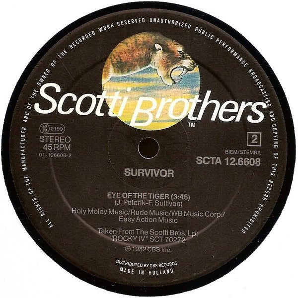 Survivor : Burning Heart / Eye Of The Tiger (12", Maxi)