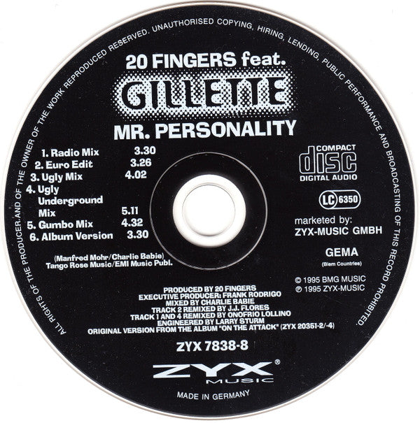 20 Fingers Feat. Gillette : Mr. Personality (CD, Maxi)