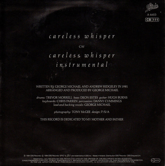George Michael : Careless Whisper (7", Single)
