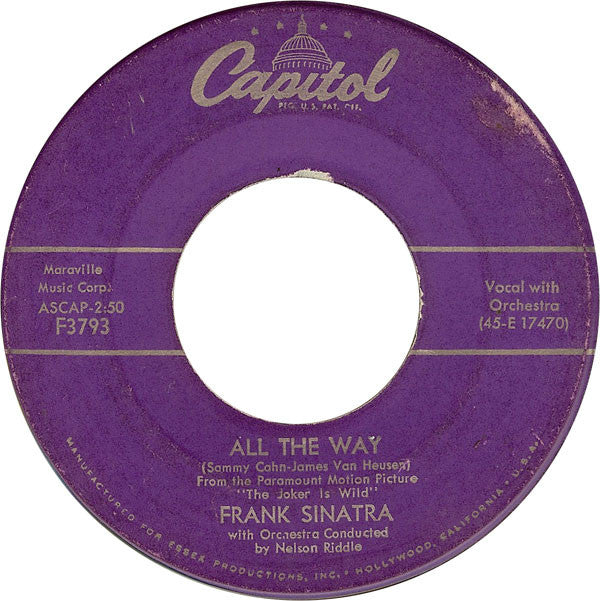 Frank Sinatra : All The Way (7", Single, Scr)