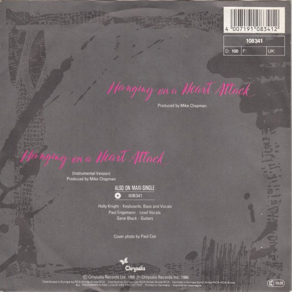 Device (2) : Hanging On A Heart Attack (7", Single)