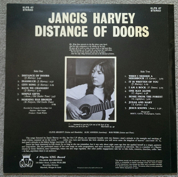 Jancis Harvey : Distance Of Doors (LP)
