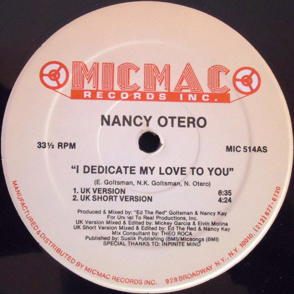 Nancy Otero : I Dedicate My Love To You (12")