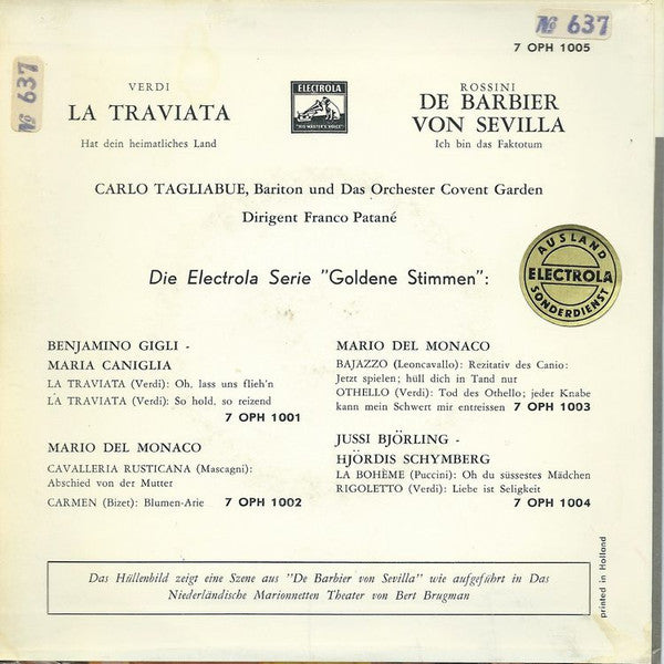 Carlo Tagliabue : Hat Dein Heimatliches Land / Ich Bin Das Faktotum (7")