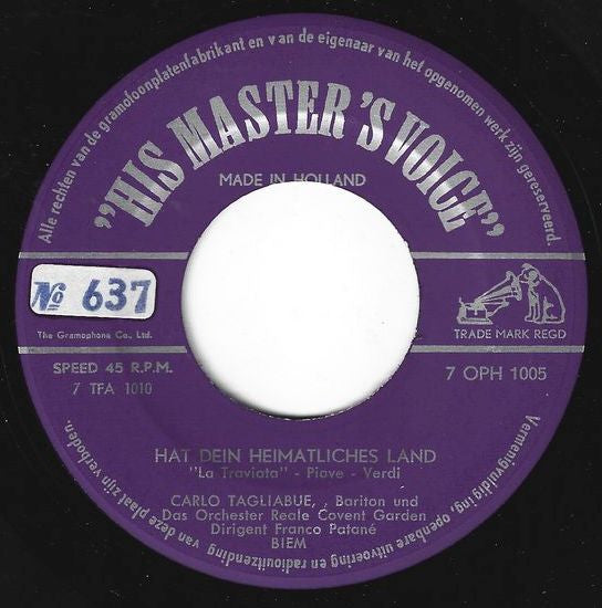 Carlo Tagliabue : Hat Dein Heimatliches Land / Ich Bin Das Faktotum (7")