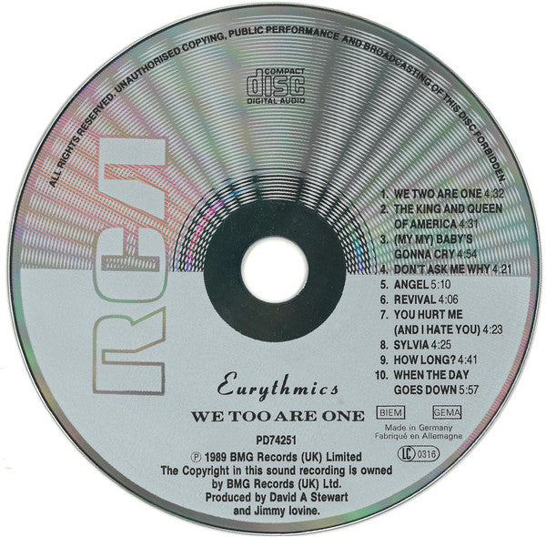 Eurythmics : We Too Are One (CD, Album)