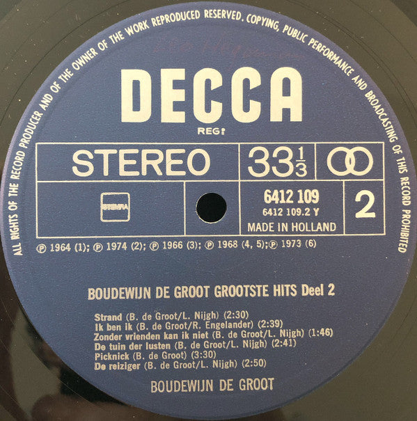 Boudewijn De Groot : Grootste Hits 2 (LP, Comp)