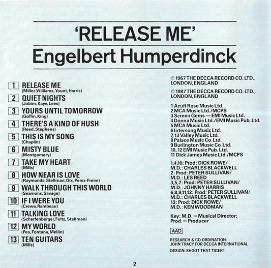Engelbert Humperdinck : Release Me (CD, Album)