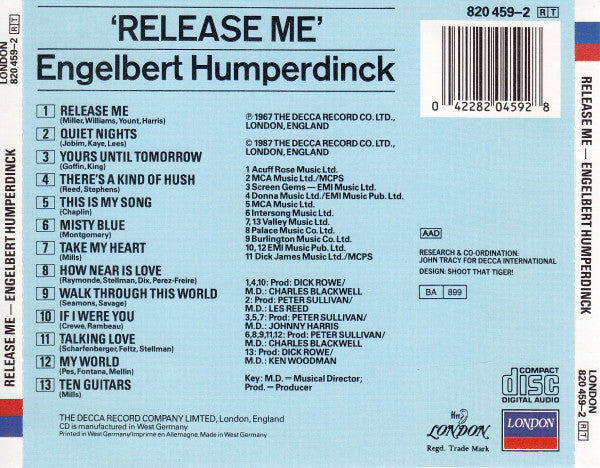 Engelbert Humperdinck : Release Me (CD, Album)