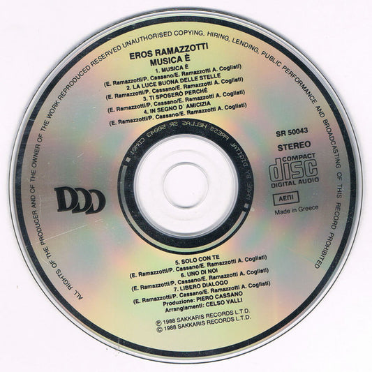 Eros Ramazzotti : Musica É (CD, Album)