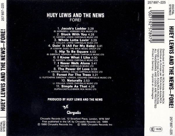 Huey Lewis & The News : Fore! (CD, Album)