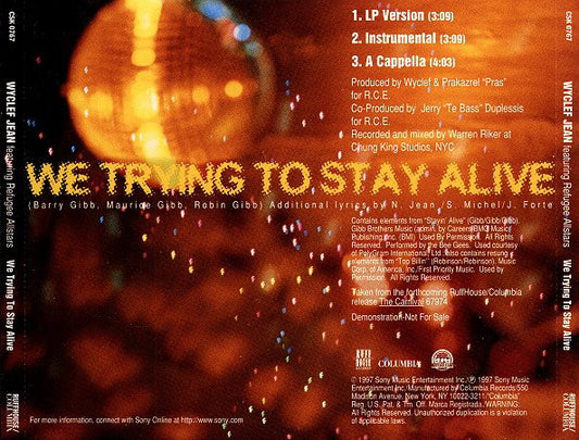 Wyclef Jean Featuring Refugee Camp All Stars : We Trying To Stay Alive (CD, Single, Promo)