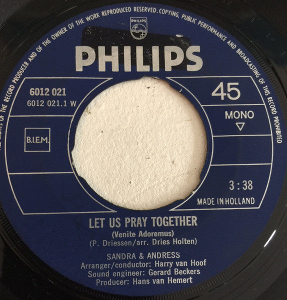 Sandra & Andres : Let Us Pray Together (7", Single, Mono)