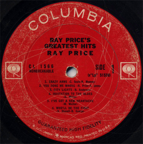 Ray Price : Ray Price's Greatest Hits (LP, Comp, Mono, RE)