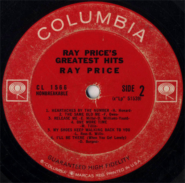 Ray Price : Ray Price's Greatest Hits (LP, Comp, Mono, RE)