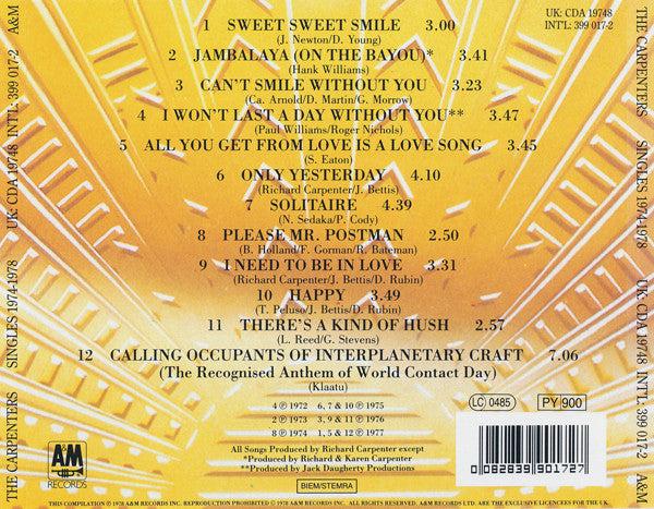 Carpenters : The Singles 1974-1978 (CD, Comp, RE, PMD)