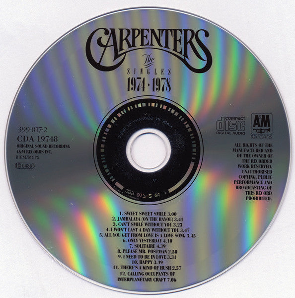 Carpenters : The Singles 1974-1978 (CD, Comp, RE, PMD)
