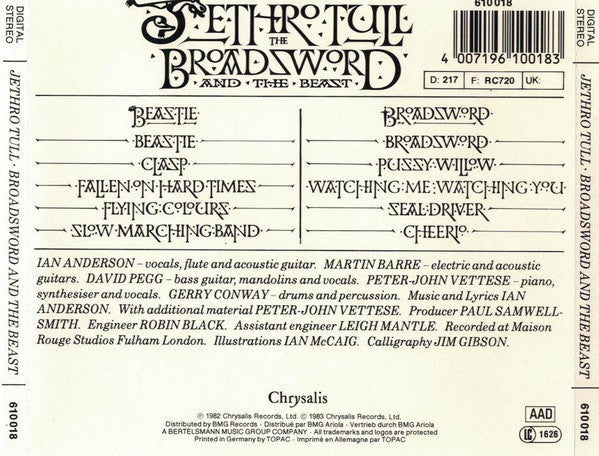 Jethro Tull : The Broadsword And The Beast (CD, Album, RE)