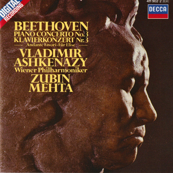 Ludwig van Beethoven / Vladimir Ashkenazy, Wiener Philharmoniker, Zubin Mehta : Piano Concerto No. 3 = Klavierkonzert Nr. 3 / Andante Favori / Für Elise (CD)