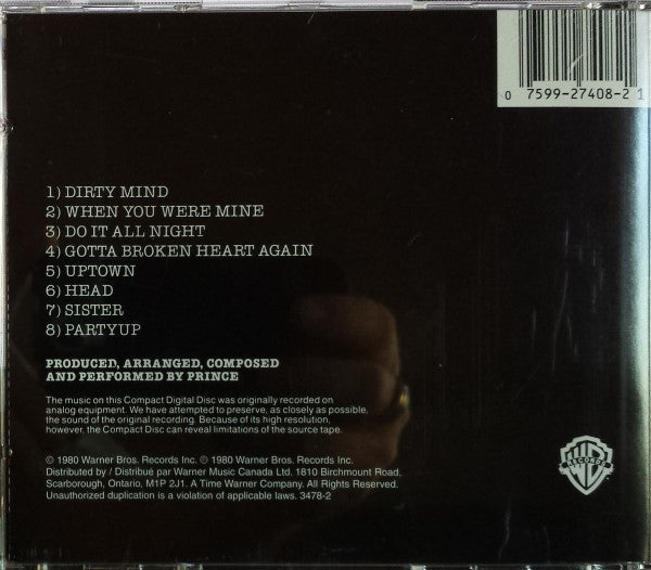 Prince : Dirty Mind (CD, Album, RE, RP)