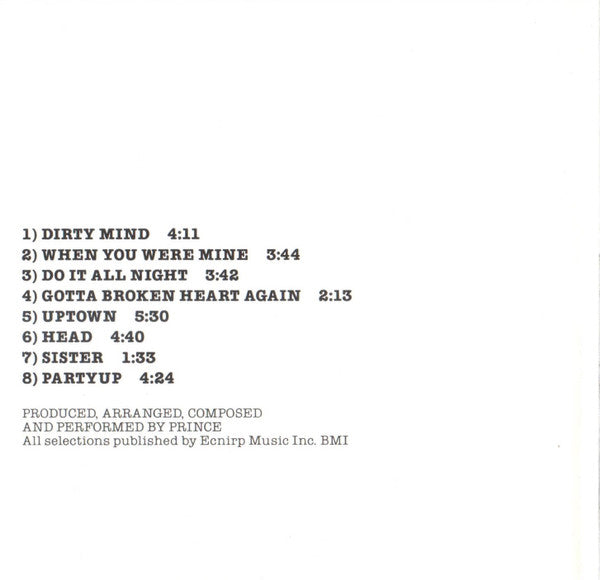 Prince : Dirty Mind (CD, Album, RE, RP)