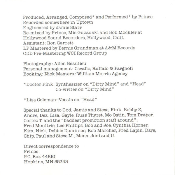Prince : Dirty Mind (CD, Album, RE, RP)