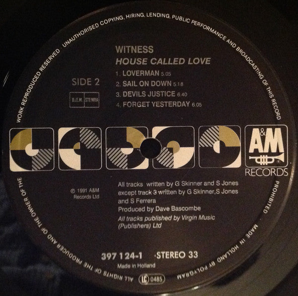 Witness (9) : House Called Love (LP, Album)