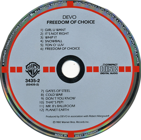 Devo : Freedom Of Choice (CD, Album, RE, Tar)