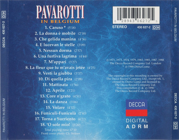 Luciano Pavarotti : Pavarotti In Belgium (CD, Comp, RM)