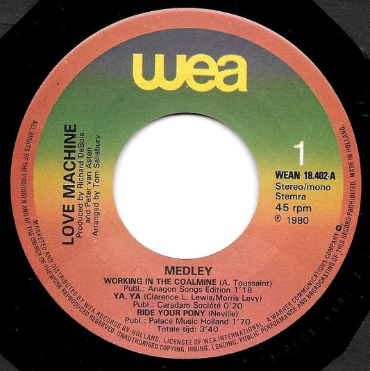 The Love Machine : Medley: Working In The Coalmine (7")