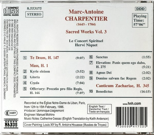 Marc Antoine Charpentier - Le Concert Spirituel, Hervé Niquet : Te Deum / Mass / Canticum Zachariae (CD)