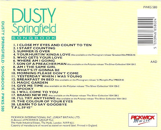 Dusty Springfield : Songbook (CD, Comp)