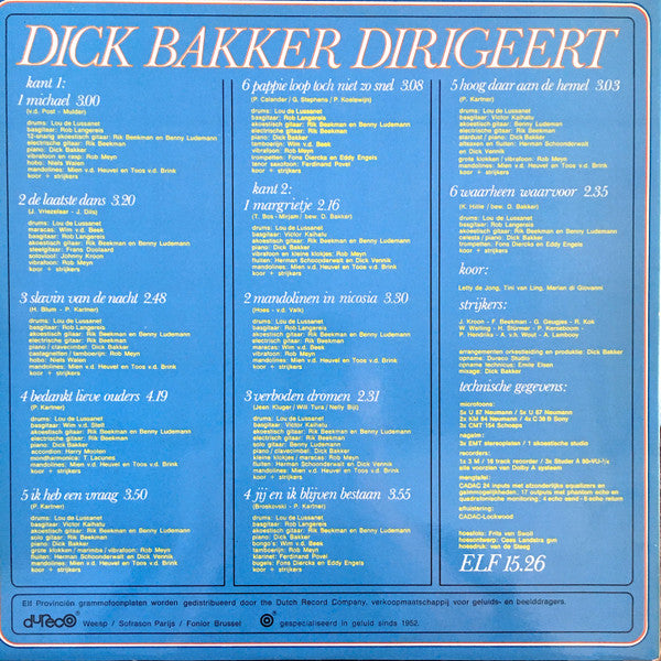 Dick Bakker : Dick Bakker Dirigeert (LP, Album, Gat)