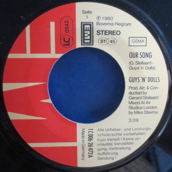 Guys 'n Dolls : Our Song (7", Single)