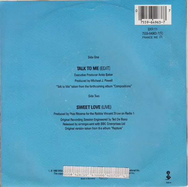 Anita Baker : Talk To Me  (7", Single)